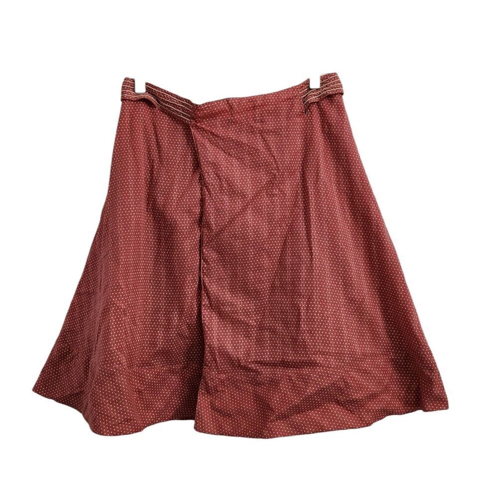 Trovata Mini Skirt Womens Medium Red Orange Wrap Dot Print Boho Summer Beach